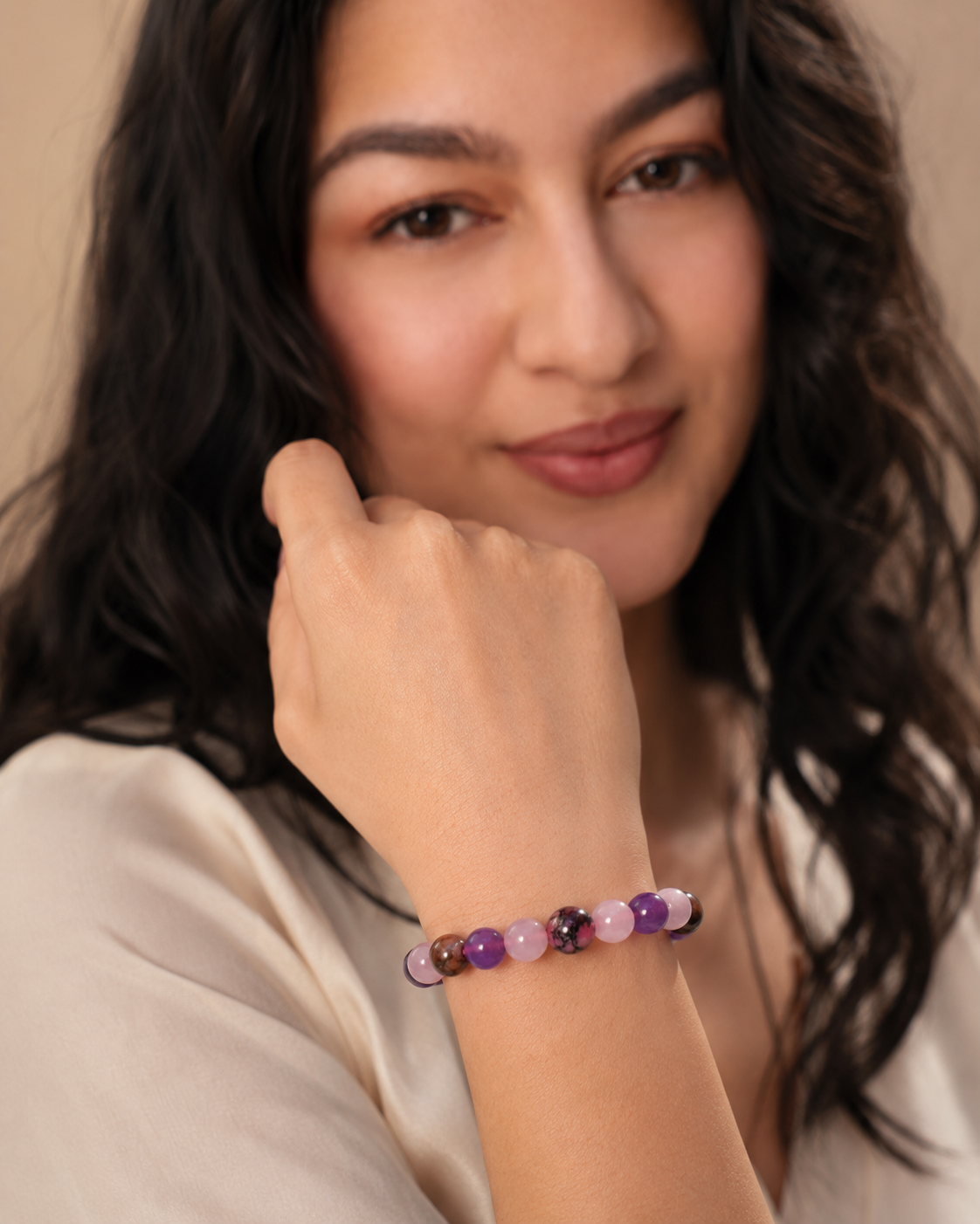 The Rose Embrace — Love Bracelet (Rose Quartz & Rhodonite) — view 5