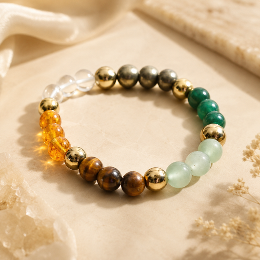 Lakshmi's Loom — Dhan Yog Bracelet for Wealth (Citrine, Pyrite & Aventurine)