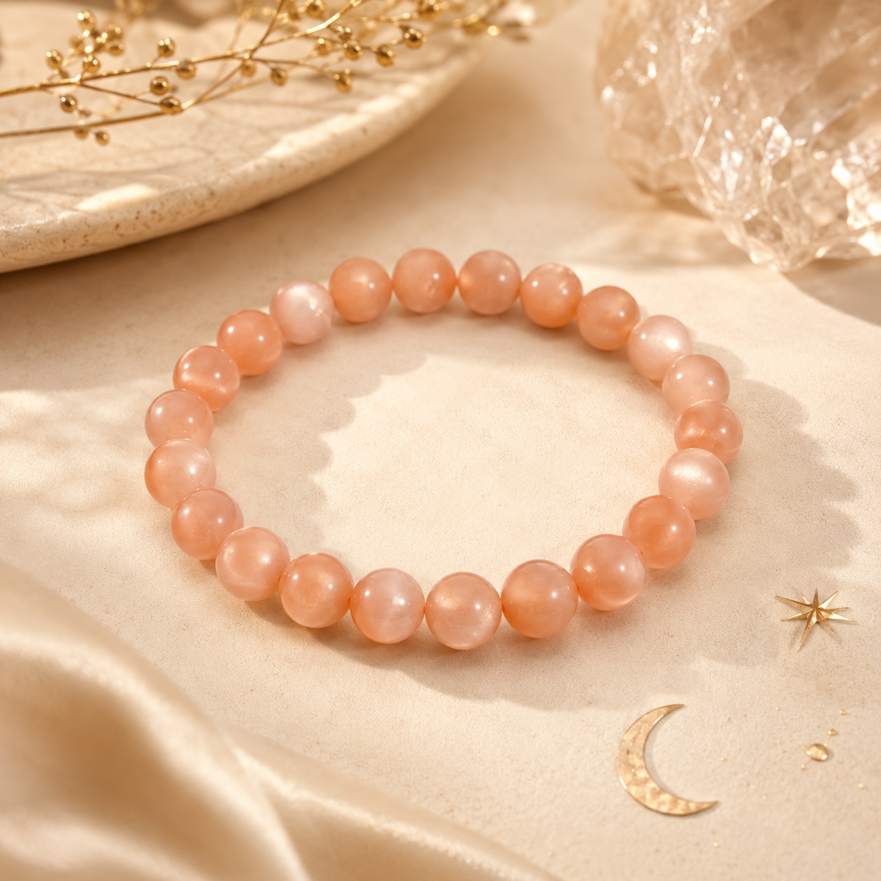 Peach Moonstone Bracelet — Emotional Balance & Gentle Confidence