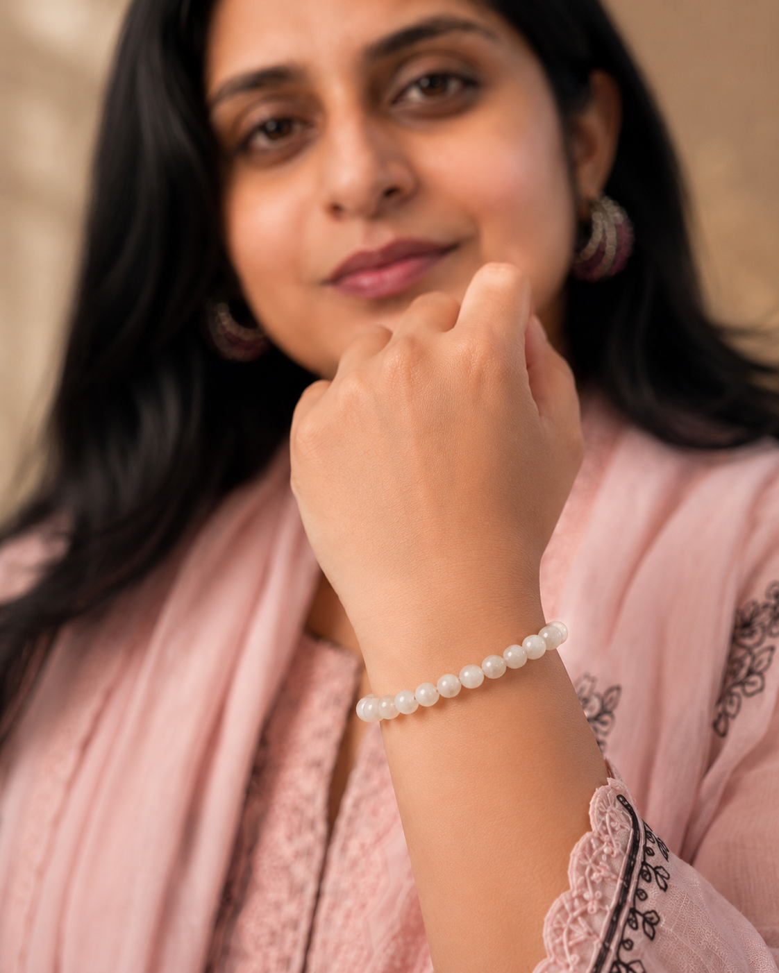 White Moonstone Bracelet — Premium Chandra Stone for Intuition — view 2