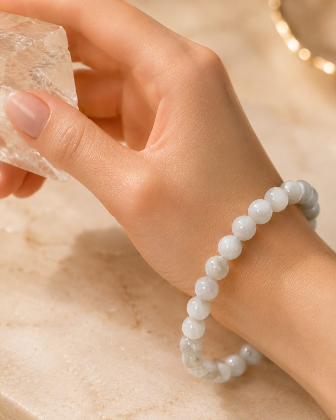 White Moonstone Bracelet — Premium Chandra Stone for Intuition — view 3