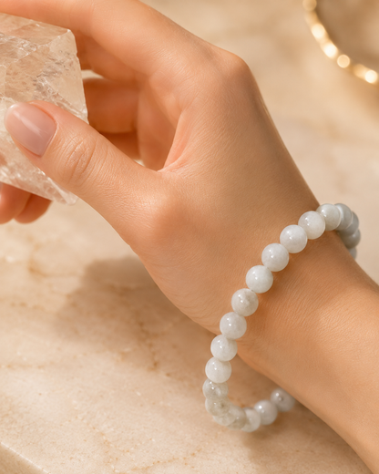 White Moonstone Bracelet — Premium Chandra Stone for Intuition — view 3
